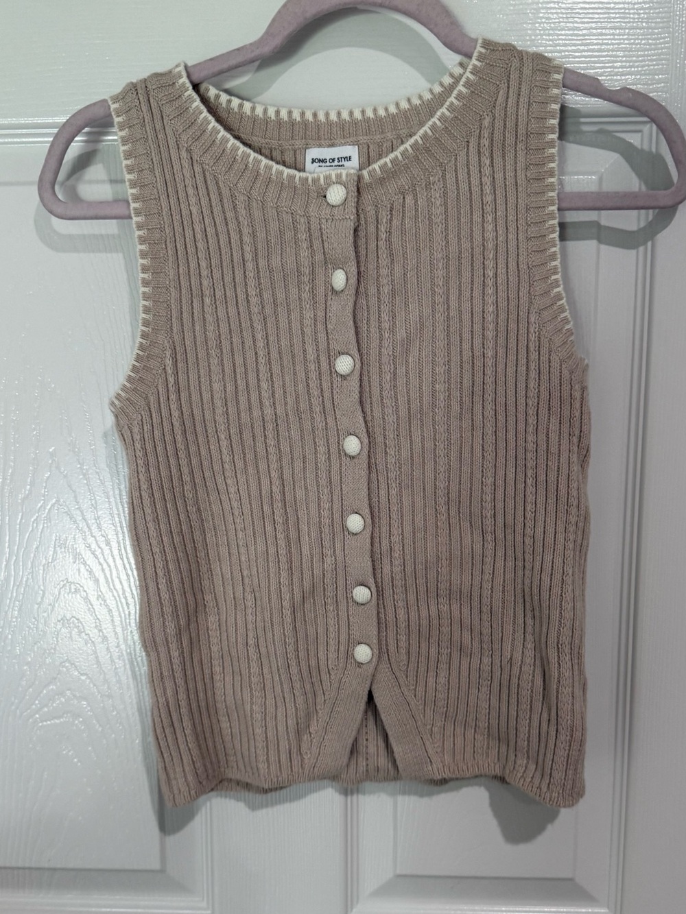 Song of Style Ribbed Button-Front Tank in Taupe
